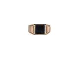 a gold ring with a black stone in the center