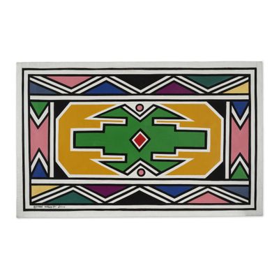 une image représentant un tapis coloré orné de motifs géométriques