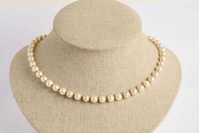 gros plan d'un collier de perles sur un mannequin