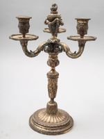 Paire de candélabres en bronze ciselé et argenté à décor de … (photo 3)