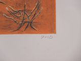 a drawing of a bird sitting on a branch of a tree