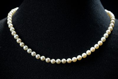un collier de perles blanches sur un mannequin mannequin mannequin mannequin mannequin mannequin mannequin mannequin mannequin mannequin
