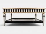 a black and white coffee table with a checkered top