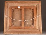 an old wooden frame with a rope hanging from it ' s sides