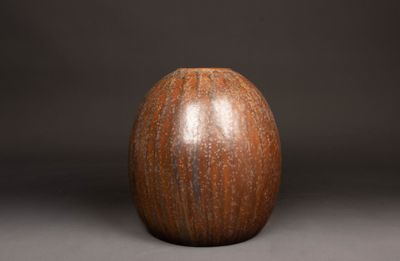 Carlos DELSAUX (début XX°) Grand vase boule en grès émaillé … - Photo 1