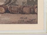 a picture of a painting of a train on the tracks