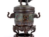 chinese bronze elephant incense burner on stand