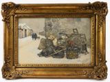 an image of a picture of a painting of a man and a dog