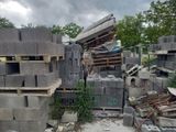 a pile of cinder blocks stacked on top of each other