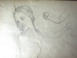 drawing of a woman holding a tennis racquet next to a drawing of a man