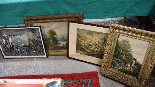 Lot comprenant une huile sur toile signée Texier, une litho avec ...