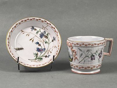 Emile GALLE (Lorraine). Grande tasse litron et sa soucoupe e… - Photo 1