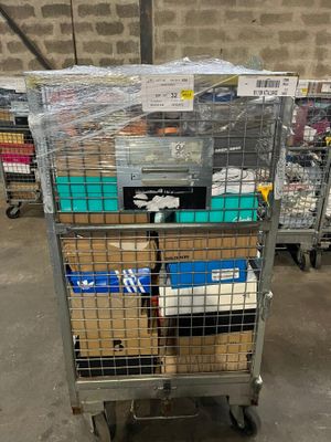 a cart that has many boxes in it
