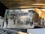 several old black and white photos of people in an old photo