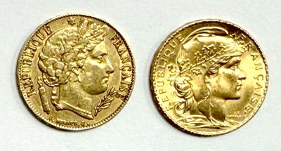 Deux PIECES de 20 Francs or, une IIe république Paris 1851 (A) et une  - Photo 1