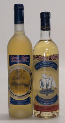 deux bouteilles d'alcool posées l'une à côté de l'autre sur une table