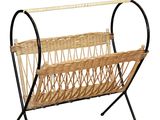 an image of a magazine rack with a basket on it