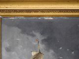 a painting of a ship in a body of water