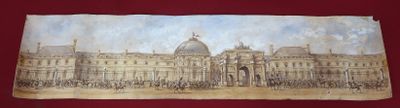painting of a large building with a dome on top of it