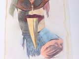 a drawing of a man with a bird ' s head on his face