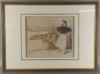 Auguste LEPERE (1849-1918). 'L'embarcadère', Gravure en coul… - Photo 1