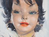 an image of a painting of a woman with blue eyes