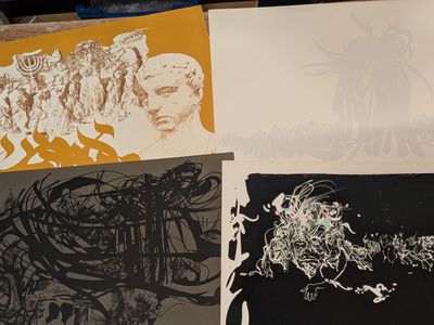 four different types of art on the table