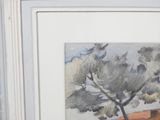 a picture of a painting of a tree in a white frame