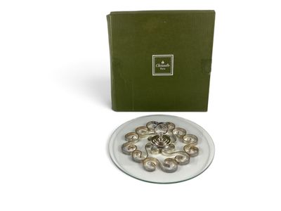 une assiette sur laquelle sont disposées plusieurs perles argentées