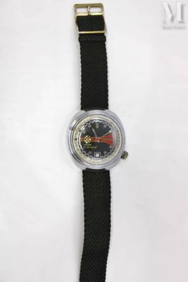 an image of a wrist watch with a black strap on a white background