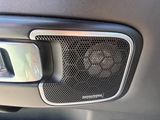 a close up of a car door with a speaker in it
