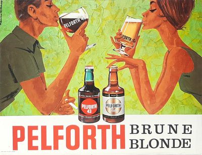 Francis WIBAUX. Carton publicitaire PELFORTH "Brune - Blonde…