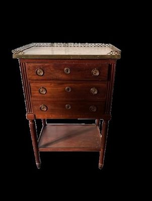 une image d'une commode en bois avec un plateau en marbre