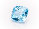 an aquamarine blue topazte gems on a white background