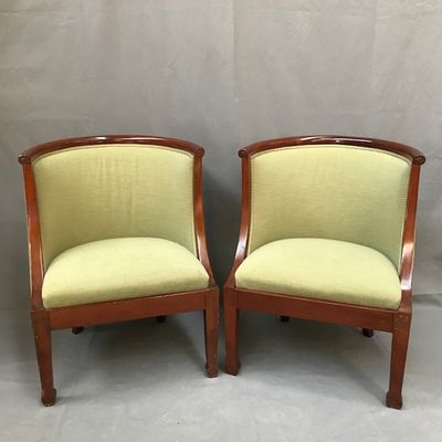 paire de chaises Art déco avec coussins rembourrés verts
