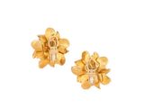 gold plated flower stud earrings with clear crystal stones