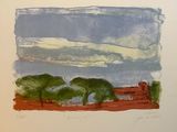 a picture of a painting of a landscape with trees