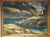 an image of a painting of a boat on a body of water