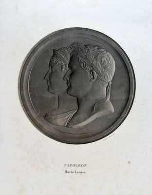 une gravure représentant le portrait d'un homme et d'une femme de profil