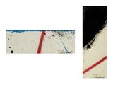 deux photos représentant une peinture en noir et blanc et une peinture en rouge et blanc