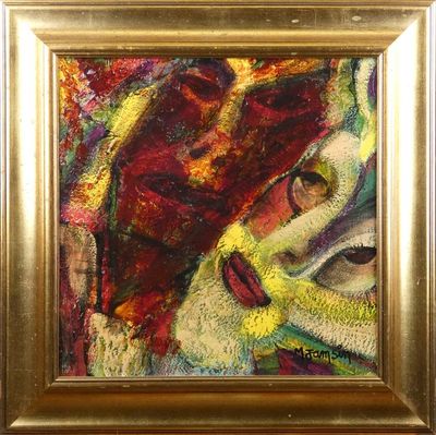 une image représentant un tableau où figure une femme portant un chapeau rouge