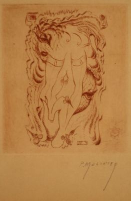 une image représentant le dessin d'une femme avec un cheval sur le dos