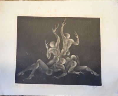 M. PAUSSET( XX°) Le réveil des spectres, lithographie signée…