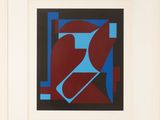 une image représentant une peinture abstraite rouge et bleue