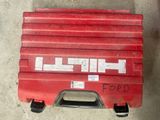 a red tool box that has a sticker on it