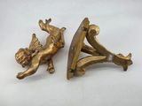 pair of antique brass dog bookends