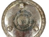 an image of a silver plate on a white background