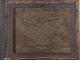 an old photo of a picture frame with a brown background