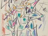 dessin représentant un vase de fleurs sur lequel est inscrit un nom