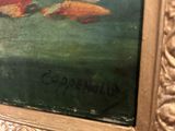 a picture of a painting of fish in a gold frame